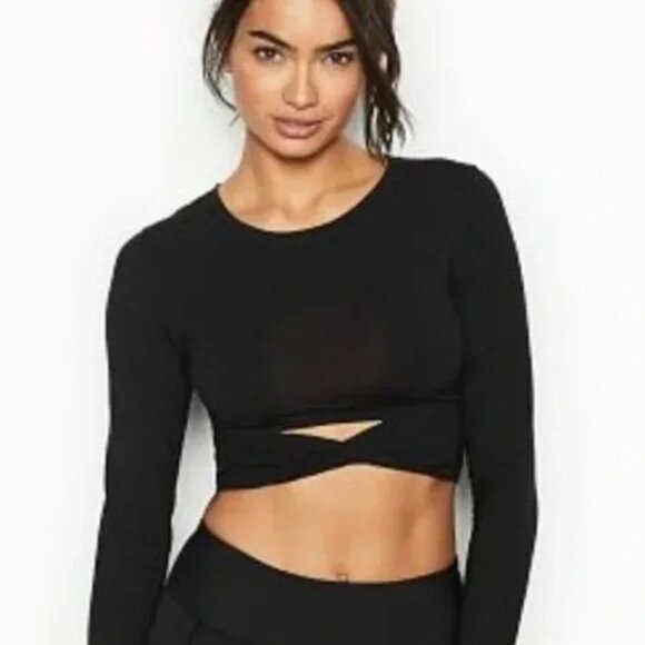 VS Rose Pink Twist-Front Mesh Back Cut-Out Sport Top - Picture 2 of 6